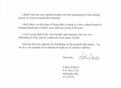 Letter from artist Esther Roberts (page 2)