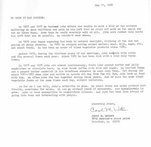 Letter from John's former wife
