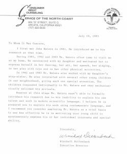 Letter from Winchell Dillenbeck